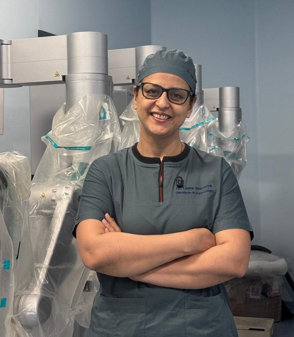 Dr. Leena Mehrotra performing telerobotic surgery